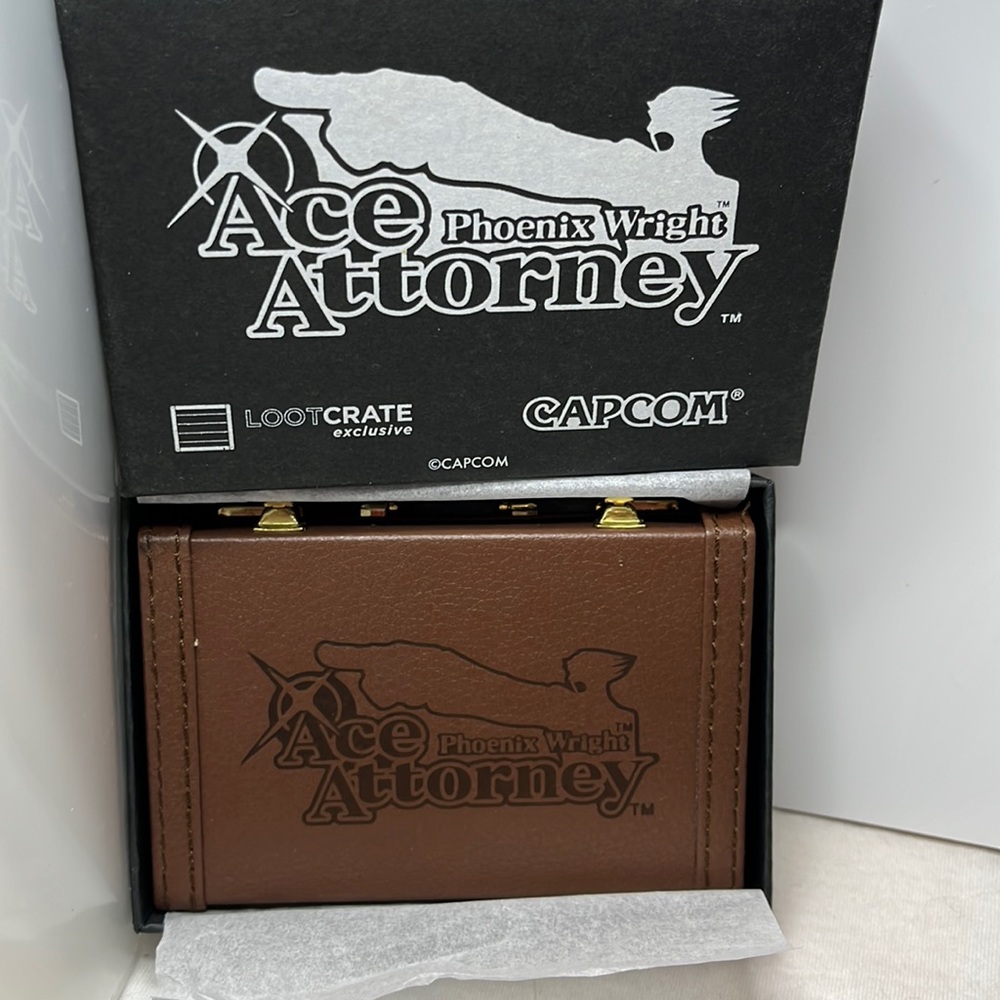 Ave Attorney Phoenix Wright briefcase business card case. Loot Crate exclusive